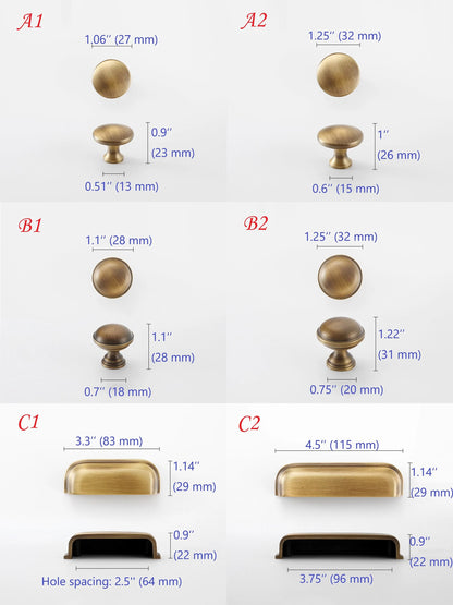 Brass Cup Drawer Pulls 2.5" 3.75" - 6 Finishes | LynnsHardware