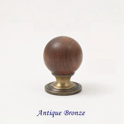 Walnut Wood Brass Cabinet Knobs - Japandi Kitchen Hardware - LynnsHardware