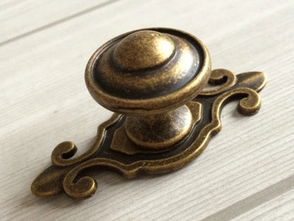 Classic Cabinet Knobs with Backplate, Nickel Bronze Silver Black Pewter