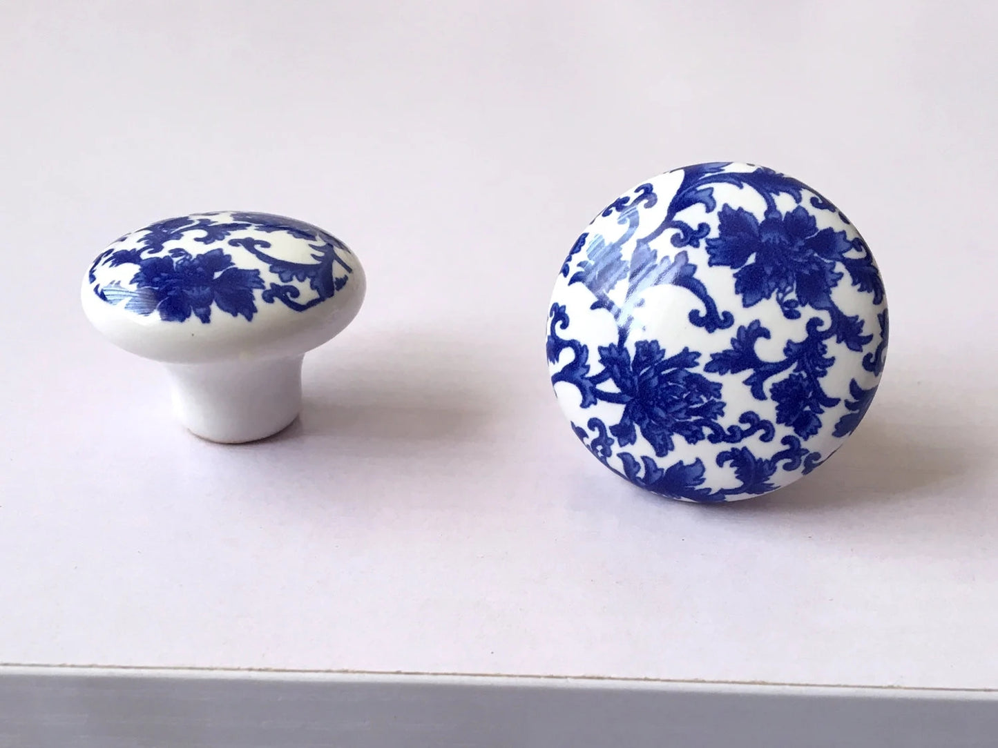 White Blue Drawer Pull Cabinet Knob Chinoiserie Oriental Kitchen Hardware
