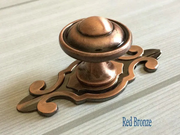 Classic Cabinet Knobs with Backplate, Nickel Bronze Silver Black Pewter