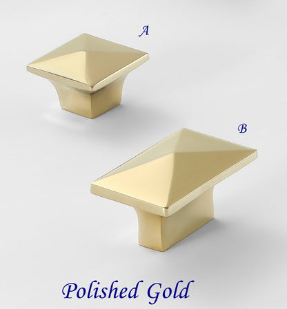Rectangular Cabinet Pull Polished Gold Square Knobs