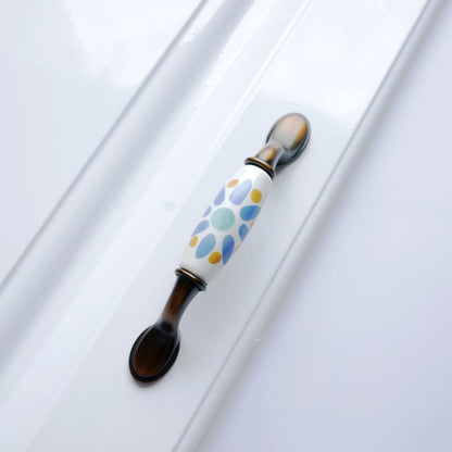Colorful Porcelain Drawer Pulls, 3" 3.75" Centers, 4 Designs