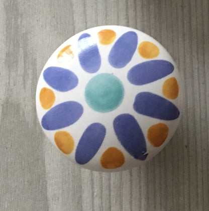 Colorful Porcelain Drawer Pulls, 3" 3.75" Centers, 4 Designs