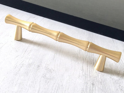 3,75" 5" Satin Gold Bambus Knauf Schublade zieht Griffe 96 128 Zentren