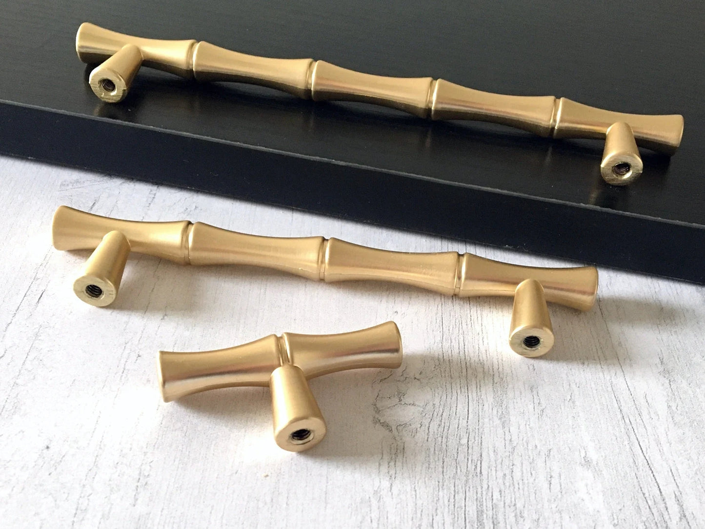 3,75" 5" Satin Gold Bambus Knauf Schublade zieht Griffe 96 128 Zentren