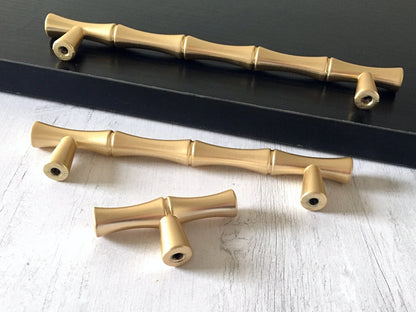 3,75" 5" Satin Gold Bambus Knauf Schublade zieht Griffe 96 128 Zentren