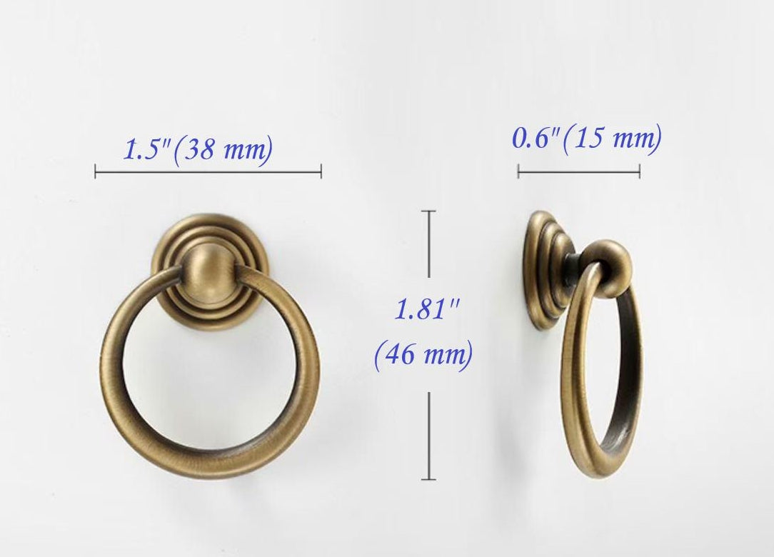 3.75" 5" Vintage Look Swan Neck Swing Bail Handle, Cabinet Drop Ring Pull, Antique Bronze