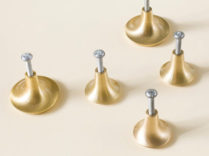 Brass Circle Knobs, Brushed Gold, Modern Kitchen Cabinet Hardware