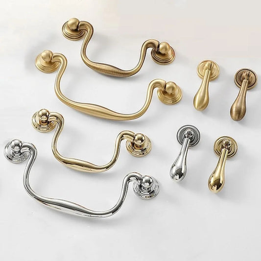 3.75" 5" Centers Brass Swan Neck Bail Pull 96 128 mm Holes | Lynns Hardware
