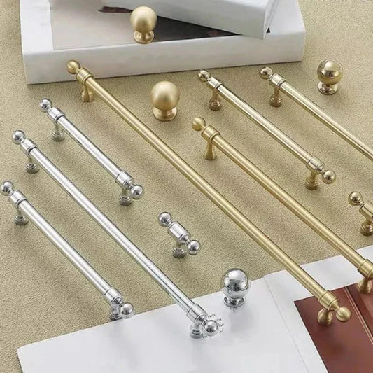 Scandinavian solid brass appliance pulls in gold and silver