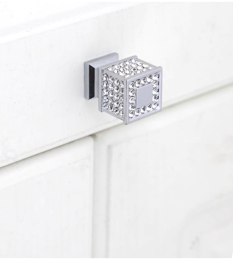 Square Cabinet Knobs Crystal Polished Chrome
