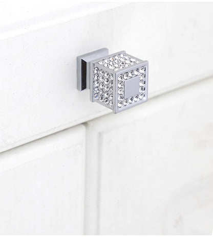 Square Cabinet Knobs Crystal Polished Chrome
