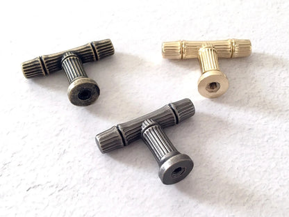 Bamboo Drawer Pulls T-shaped Knob Antique Bronze Gold Pewter | Lynns Hardware