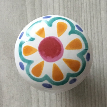 Colorful Porcelain Drawer Pulls, 3" 3.75" Centers, 4 Designs