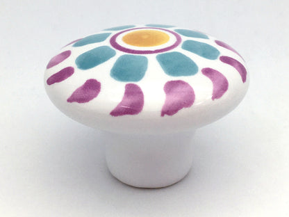 Ceramic Cabinet Knobs, Kitchen Drawer Pulls Hardware, Floral Gingham Checkered