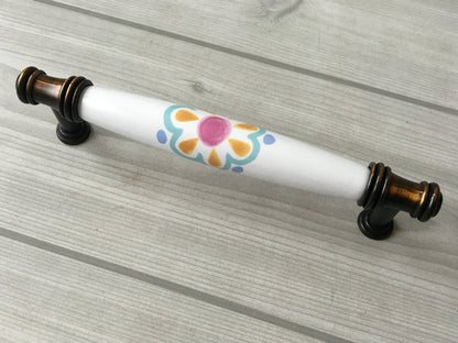 Colorful Porcelain Cabinet Pulls, 3.75" 5" Centers, 4 Designs
