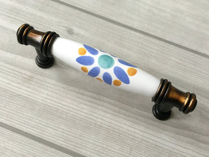 Colorful Porcelain Cabinet Pulls, 3.75" 5" Centers, 4 Designs