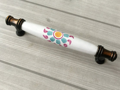 Colorful Porcelain Cabinet Pulls, 3.75" 5" Centers, 4 Designs