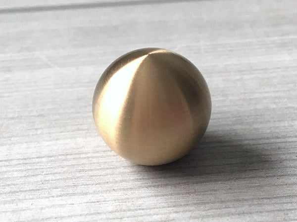 Brushed Gold Brass Ball Drawer Knobs - 0.55" to 1.2" Dia