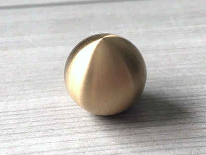 Brushed Gold Brass Ball Drawer Knobs - 0.55" to 1.2" Dia