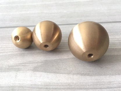 Brushed Gold Brass Ball Drawer Knobs - 0.55" to 1.2" Dia