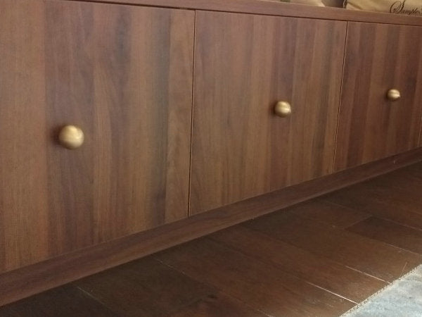 Brushed Gold Brass Ball Drawer Knobs - 0.55" to 1.2" Dia