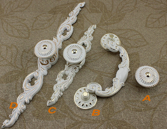 Shabby Chic Dresser Drawer Handle, Cabinet Swing Bail Pull, Creamy White Gold