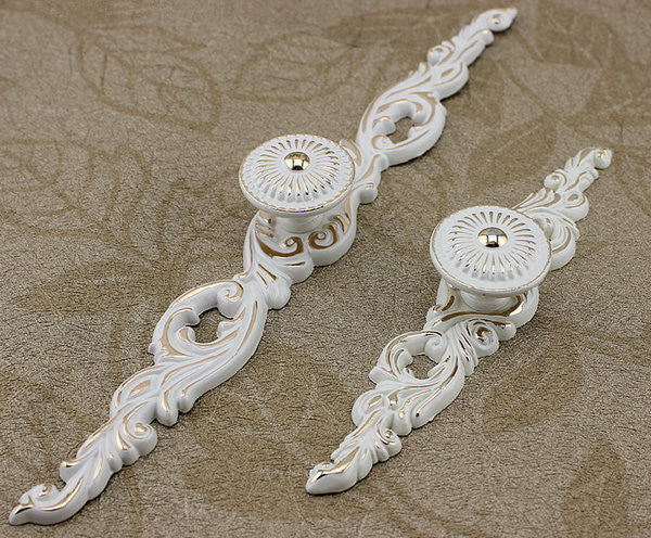 Shabby Chic Dresser Drawer Handle, Cabinet Swing Bail Pull, Creamy White Gold