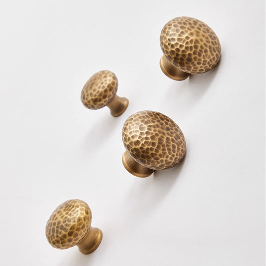 Hammered Antique Bronze Cabinet Knobs, Solid Brass, Rustic Retro Kitchen Hardware
