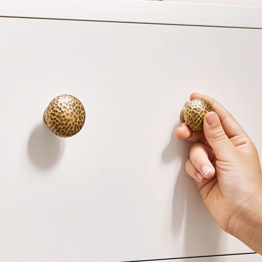 Hammered Brass Cabinet Knobs, Antique Bronze, Transitional Kitchen Hardware