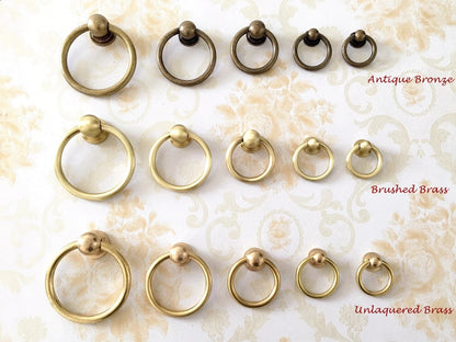 Bouton de tiroir suspendu en laiton, bronze antique, non laqué