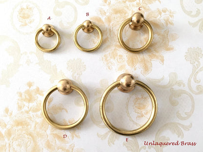 Bouton de tiroir suspendu en laiton, bronze antique, non laqué