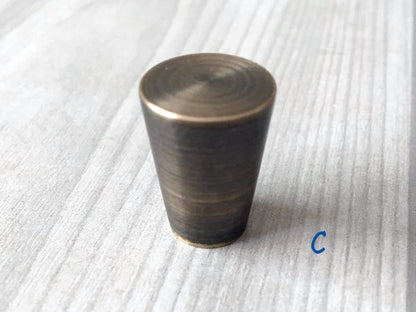 Tapered Brass Knob, Cone Drawer Pulls, Vintage Look Kitchen Hardware, Antique Bronze