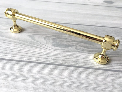 3.5" 6" Centers Polished Gold Cabinet Bar Pull, Drawer Knob, Modern Kitchen Hardware