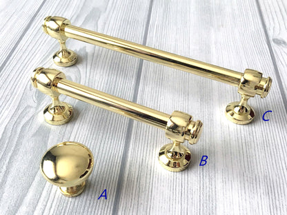 3.5" 6" Centers Polished Gold Cabinet Bar Pull, Drawer Knob, Modern Kitchen Hardware