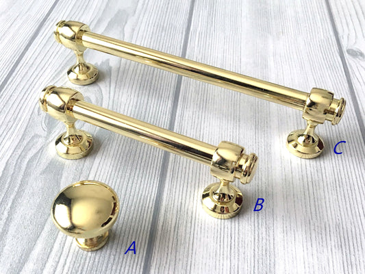 3.5" 6" Centers Polished Gold Cabinet Bar Pull, Drawer Knob, Modern Kitchen Hardware