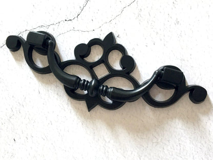 3.25" Drop Bail Drawer Pulls with Pierced Backplate, Gold, Black and Bronze
