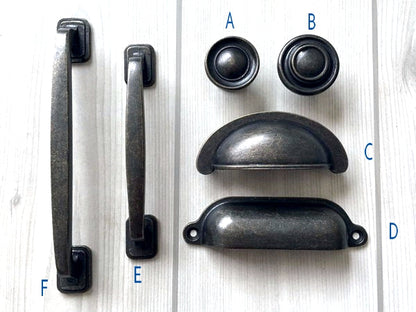 Farmhouse Cabinet Handle & Cup Drawer Pull - Dark Antique Bronze
