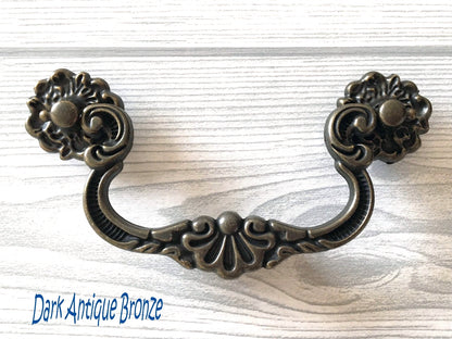 4" Vintage Style Dresser Pulls Drawer Pull Handles Drop Bail Antique Bronze Black