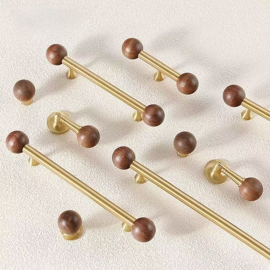 Walnut Brass Kitchen Cabinet Door Handles Mid Century