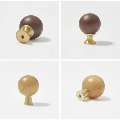 Walnut and beech wood Kitchen cabinet knobs 