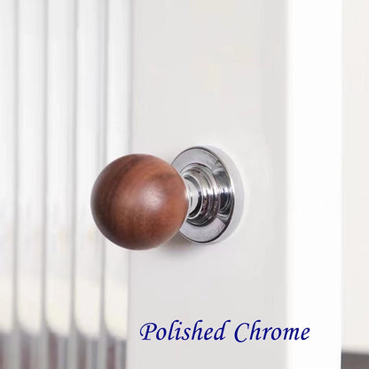 Wooden Cabinet Knobs with Polished Chrome Base