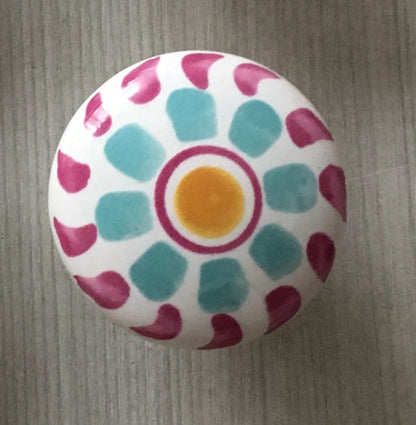Colorful Porcelain Drawer Pulls, 3" 3.75" Centers, 4 Designs