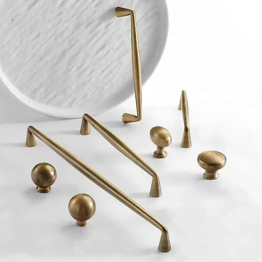 Antique Bronze Cabinet D Pulls & Drawer Knobs, Simple Classic Kitchen Hardware