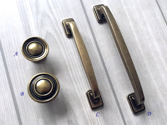 3.75" 5" Bronze Cabinet Handle & Knob, Rustic/Retro Kitchen Hardware