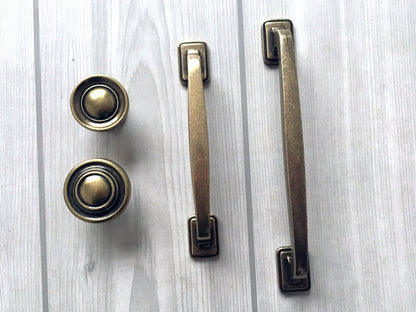3.75" 5" Bronze Cabinet Handle & Knob, Rustic/Retro Kitchen Hardware