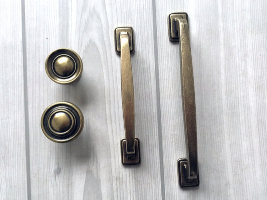 3.75" 5" Bronze Cabinet Handle & Knob, Rustic/Retro Kitchen Hardware