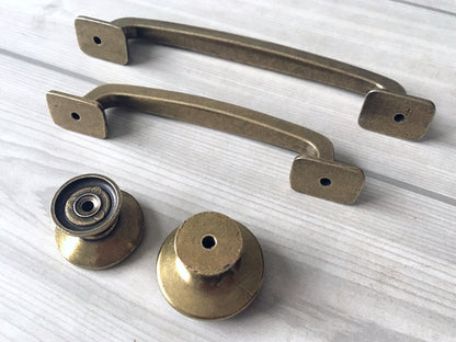 3.75" 5" Bronze Cabinet Handle & Knob, Rustic/Retro Kitchen Hardware