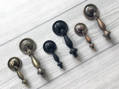 Vintage Style Pendant Cabinet Door Pull, Black Red Bronze